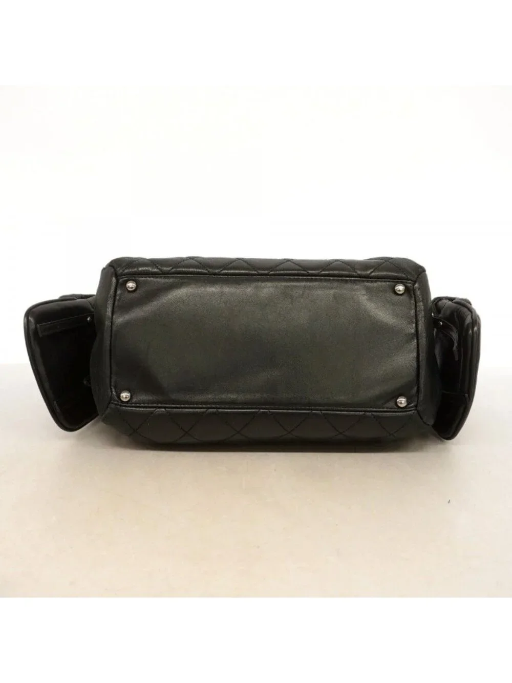 Chanel Handbag Quilted Leather Black Silver
